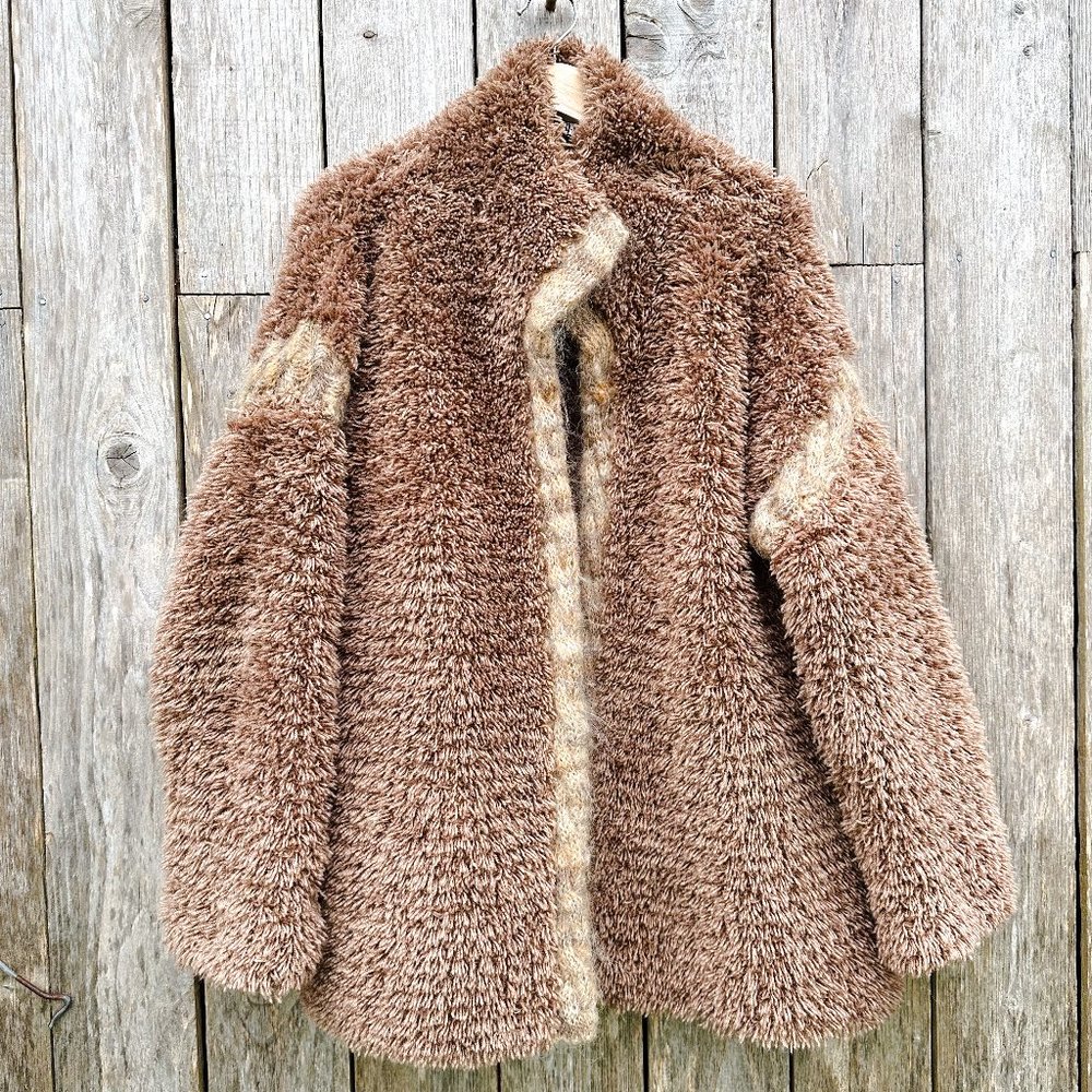 Women's Plush Faux Fur Coat in Brown